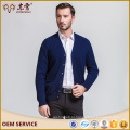 Merino lã V-colar cardigan suéter azul marinho para homem malha masculina